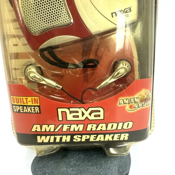 Naxa NR-712 AM FM radio built in speaker & carrying strap, Sealed, Red - Picture 3 of 5